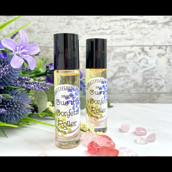 ‘Cue the Confetti’ Rose Quartz Crystal-Infused joyful essential oil roller - Picture 4 of 4
